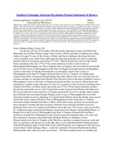 Southern Campaign American Revolution Pension Statements & Rosters Pension application of Andrew Ice S32336 Transcribed by Will Graves f40VA[removed]