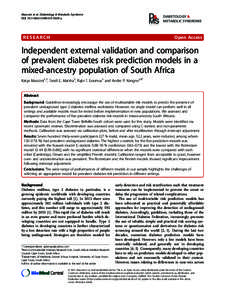 Independent external validation and comparison of prevalent diabetes risk prediction models in a mixed-ancestry population of South Africa