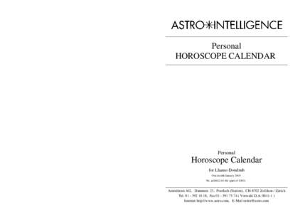 Personal HOROSCOPE CALENDAR Personal  Horoscope Calendar