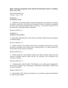 James Bay and Northern Quebec Agreement / Designated landmark / Kativik Regional Government / Quebec / Aboriginal peoples in Canada / Parliamentary procedure / Quorum