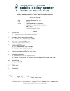 Medical Marijuana Dispensary System Task Force (HCR48 HD2, SD1) NOTICE OF MEETING DATE: TIME: PLACE: