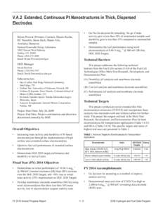 V.A.2 Extended, Continuous Pt Nanostructures in Thick, Dispersed Electrodes Bryan Pivovar (Primary Contact), Shyam Kocha, KC Neyerlin, Jason Zack, Shaun Alia, Arrelaine Dameron National Renewable Energy Laboratory