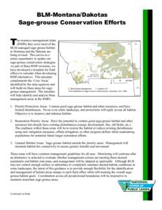 BLM-Montana/Dakotas Sage-grouse Conservation Efforts T  he resource management plans