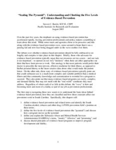 “Scaling The Pyramid”: Understanding and Climbing the Five Levels of Evidence-Based Prevention Steven C. Burritt, M.P.H., CSPP Pacific Institute for Research and Evaluation August 2003