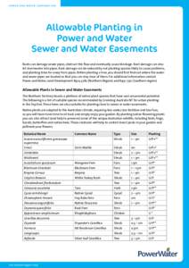 Microsoft Word - Land Development - Customer Handout - Allowable Planting in Power & Water Sewer & ~ work instruction