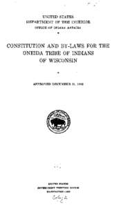 Constitution and Bylaws for the Oneida Tribe of Indians of Wisconsin