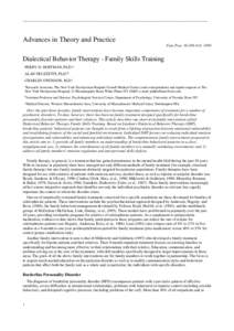 _____________________________________________________________________________________________________________  Advances in Theory and Practice Fam Proc 38:, 1999  Dialectical Behavior Therapy - Family Skills Train