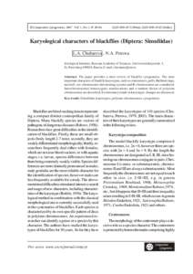 © Comparative Cytogenetics, Vol. 1, No. 1, PISSNPrint), ISSN 1993-078X (Online) Karyological characters of blackflies (Diptera: Simuliidae) L.A. Chubareva , N.A. Petrova