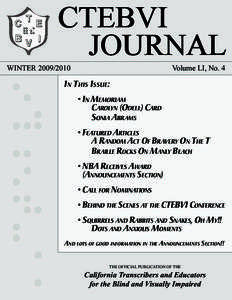 CTEBVI JOURNAL WINTER[removed]Volume LI, No. 4