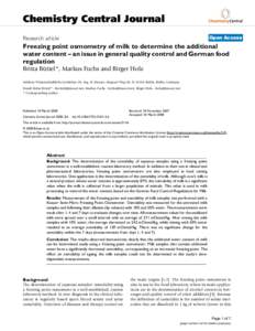 Chemistry Central Journal Open Access Research article  Freezing point osmometry of milk to determine the additional