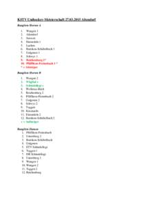 KSTV Unihockey-MeisterschaftAltendorf Rangliste Herren A 1. Wangen 1 2. Altendorf 3. Seewen 4. Einsiedeln 1