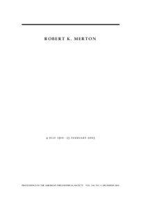 ROBERT K. MERTON  4 july[removed]february 2003