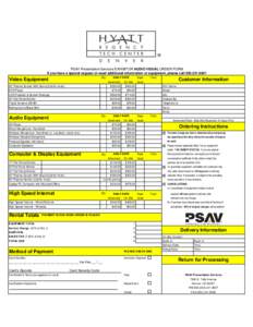 PSAV Presentation Services EXHIBITOR AUDIO VISUAL ORDER FORM If you have a special request or need additional information or equipment, please call[removed]Qty Video Equipment