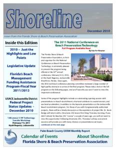 December 2010 news from the Florida Shore & Beach Preservation Association The Florida Shore & Beach Preservation Association, as host and organizer for the National
