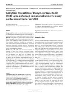 Clin Chem Lab Med 2014; aop  Mariella Dipalo, Ruggero Buonocore, Cecilia Gnocchi, Alessandra Picanza, Rosalia Aloe and Giuseppe Lippi*  Analytical evaluation of Diazyme procalcitonin