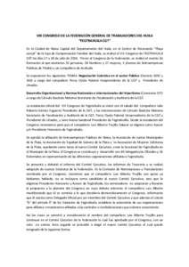 VIII CONGRESO DE LA FEDERACIÓN GENERAL DE TRABAJADORES DEL HUILA