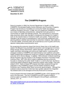 CHAMPPS Appendix to Blueprint for Health 2011 Annual Report
