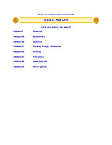 Library of Congress Classification Outline: Class N - Fine Arts