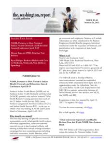 ISSUE[removed]MARCH 26, 2012 INSIDE THIS ISSUE NIHB, Partners to Host National Indian Health Outreach and Education