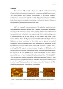 Synopsis  Synopsis The main focus of the research work presented in the thesis is the understanding of structural and conformational reorganizations in hyperbranched and linear polymers. The thesis includes three differe