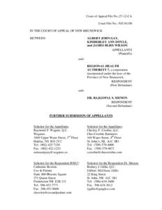 Court of Appeal File No.:27-12-CA Court File No.: N/C[removed]IN THE COURT OF APPEAL OF NEW BRUNSWICK BETWEEN:  ALBERT JOHN GAY,