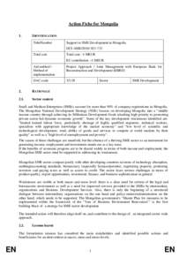 Banks / Economy of Asia / Environmental regulation of small and medium enterprises / SME finance / Economy of the European Union / European Bank for Reconstruction and Development / Bank of Mongolia