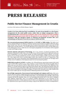 No. 78  Zagreb May 11, 2015  Public Sector Finance Management in Croatia