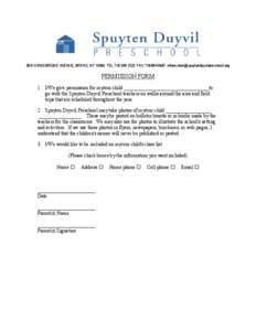 3041 KINGSBRIDGE AVENUE, BRONX, NY[removed]TEL[removed]FAX[removed]removed]  PERMISSION FORM 1. I/We give permission for my/our child __________________________________to go with the