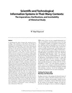 Scientific and Technological Information Systems in Their Many Contexts  ■ 1