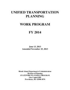 UNIFIED TRANSPORTATION PLANNING WORK PROGRAM FY[removed]June 13, 2013