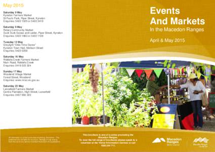 Calendar of Events - April and May 2015