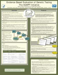 Evidence-Based Evaluation of Genetic Testing  The EGAPP Initiative Alfred O. Berg and Celia Kaye for the EGAPP Working Group