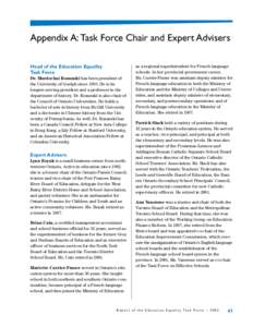 Appendix A: Task Force Chair and Expert Advisers  Head of the Education Equality Task Force
