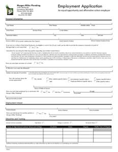 Employment Application  Morgan Miller Plumbing[removed]Norby Rd Grandview, MO[removed]Phone: ([removed]