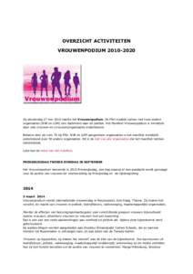 OVERZICHT ACTIVITEITEN VROUWENPODIUMOp donderdag 27 mei 2010 startte het Vrouwenpodium. De FNV maakte samen met twee andere organisaties (NVR en LOM) een statement naar de politiek. Het Manifest Vrouwenpodium 