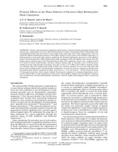 Macromolecules 2003, 36, [removed]Pressure Effects on the Phase Behavior of Styrene/n-Alkyl Methacrylate Block Copolymers