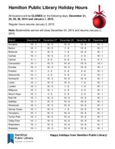 Hamilton Public Library Hours 2015