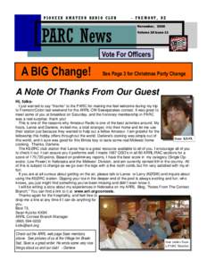 PIONEER AMATEUR RADIO CLUB  - FREMONT, NE November, 2008  PARC News