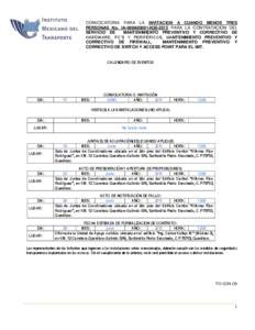 CONVOCATORIA PARA LA INVITACION A CUANDO MENOS TRES PERSONAS No. IA-009A00001-N20-2015 PARA LA CONTRATACION DEL SERVICIO DE MANTENIMIENTO PREVENTIVO Y CORRECTIVO DE HARDWARE, PC’S Y PERIFÉRICOS, MANTENIMIENTO PREVENTI