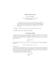 Restricted Divisor Sums Kevin A. Broughan University of Waikato, Hamilton, New Zealand