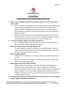 Page 1 of 3  L-3 SUPPLIERS Conflict Minerals Frequently Asked Questions 