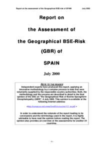 Report on the assessment of the Geographical BSE-risk of SPAIN  July 2000 Report on the Assessment of