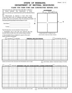 STATE OF NEBRASKA DEPARTMENT OF NATURAL RESOURCES (Sheet 1 of 2)  PLANS FOR FARM POND DAM CONSTRUCTED BEFORE 2005