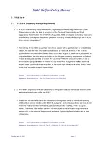 Child Welfare Policy Manual 7.TITLE IV-B 7.1TITLE IV-B, Citizenship/Alienage Requirements 1