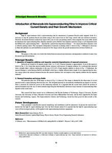 Principal Research Results  Introduction of Nanorods into Superconducting Films to Improve Critical Current Density and Their Growth Mechanism Background High-Tc superconductors hold a superconducting state by introducti