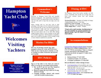 Hampton June 12 & 13, 2004 Yacht Club Welcomes Visiting