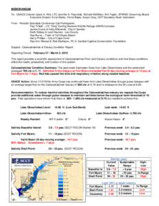 MEMORANDUM To: USACE Colonel Jason A. Kirk, LTC Jennifer A. Reynolds, Richard McMillen, Kim Taplin, SFWMD Governing Board, Executive Director Ernie Marks, Terrie Bates, Susan Gray, DEP Secretary Noah Valenstein From: Per