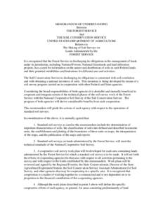 MEMORANDUM OF UNDERSTANDING Between THE FOREST SERVICE And THE SOIL CONSERVATION SERVICE UNITED STATES DEPARTMENT OF AGRICULTURE