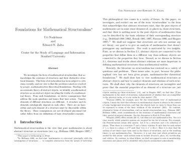 Uri Nodelman and Edward N. Zalta  1 Foundations for Mathematical Structuralism∗ Uri Nodelman