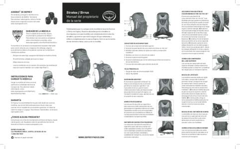 Stratos / Sirrus Manual del propietario de la serie ADDONS™ DE OSPREY Personaliza y protege tu mochila con la